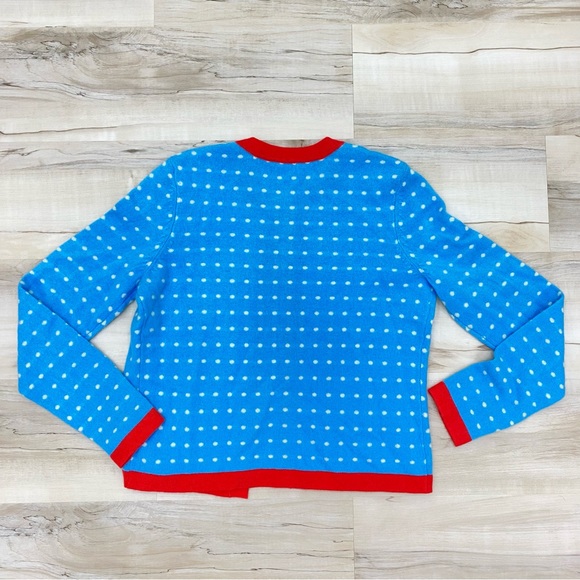 J. McLaughlin Dottie Seabreeze Polka Dot Cashmere Crew Neck Cardigan Sweater Sm - Picture 3 of 6